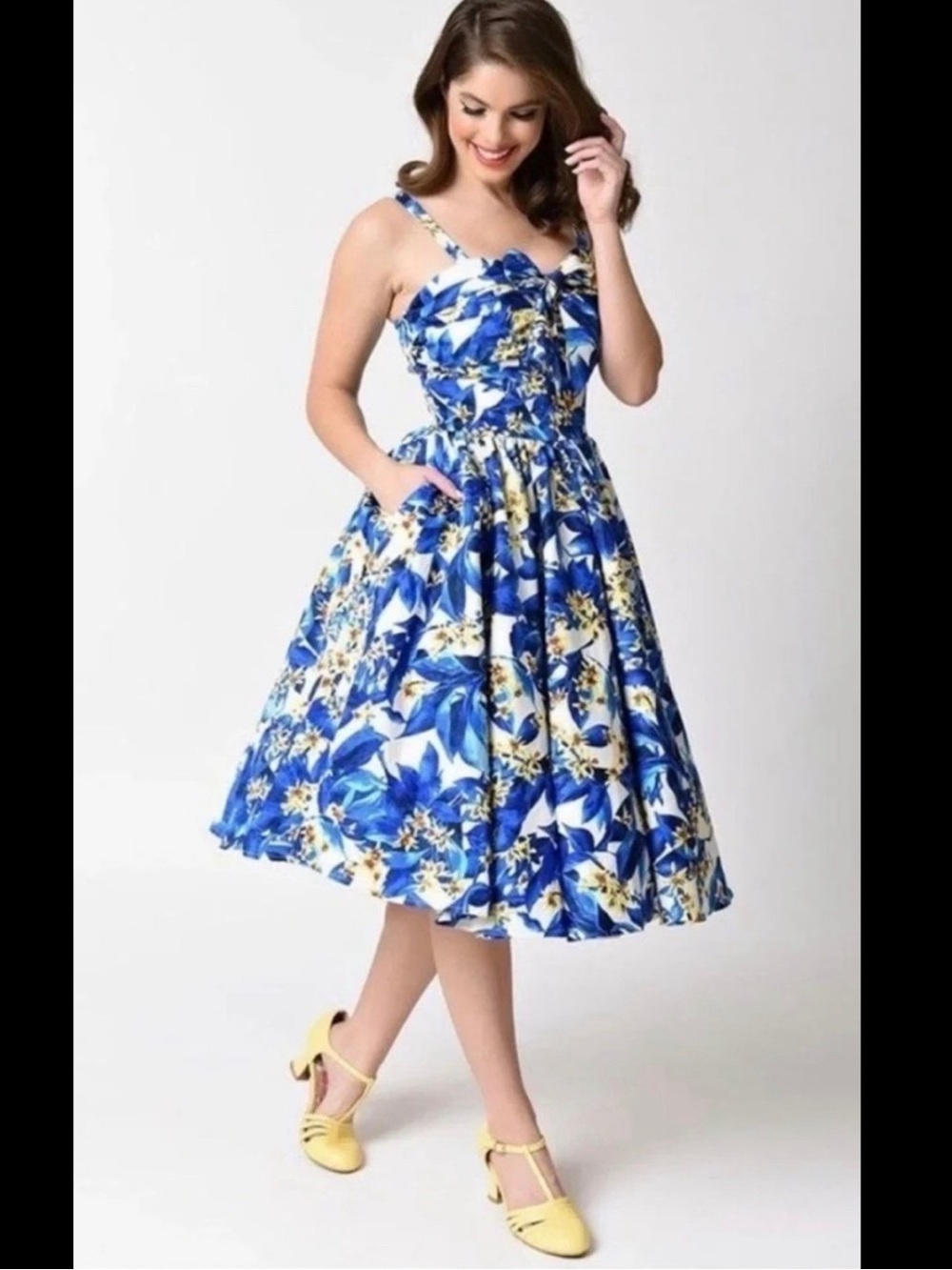Unique Vintage Tropical Floral Swing dress